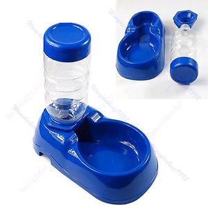 Pet Dog Cat Automatic Water Dispenser Food Dish Bowl Feeder Blue New