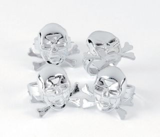 48 Pirate Skull Rings Pewter Finished Party Favors Kid'S
