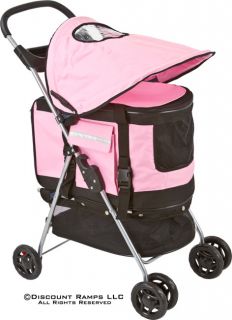 New 3 in 1 Pink Pet Stroller Carrier Car Seat Dog Cat Pet Str 17 Pink