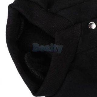 Pet Puppy Dog Black Blue Hoodie Sweatshirt Coat Clothes Apparel Buttoned Fleece
