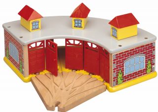 Maxim Wooden Wood Childrens Kids Big Red Train Railway Engine House Shed Set