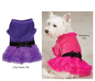 Zack Zoey Vibrant Party Dress Dog Pet Tulle Skirt Pink Purple Velvet Bow