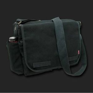 Black Army Military Messenger Bags Heavyweight Field Canvas Shoulder Laptop Bags