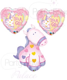 It's A Girl Pony Horse Baby Shower Balloon Bouquet