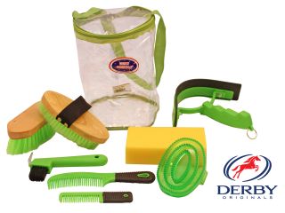 Derby Deluxe Best Seller Horse Stable Grooming Kit 9 Items Lime Green Super Sale
