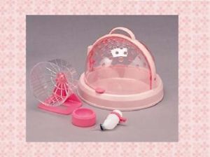 ★hamster Cage Carrier Cage w Wheel Runner Toy Water Bottle Pink DH 300