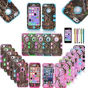 3 in 1 Straw Grass Mossy Camo Hybrid Hard Silicone Cover Case for iPhone 5c