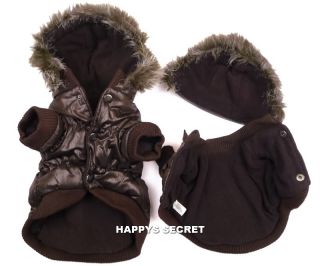 Luxury Thick Padded Dog Parka Coat Zipper Super Warm Pet Clothes Jacket Fur Hood