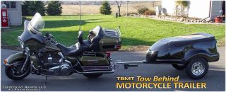 New Black Fiberglass Motorcycle Cargo Trailer Tow Behind Harley Goldwing TBMT