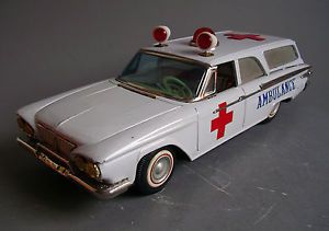 Ichiko Japan Plymouth Station Wagon Ambulance Car Vintage Battery Tin Toy 1960s