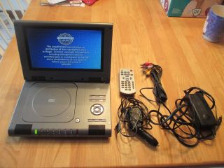 Durabrand 9” Portable DVD Player with Rechargeable Battery Remote Car Adapter