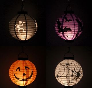 4pc Halloween Party Decorations Hanging Paper Lanterns Pumpkins Skull Bat Spider