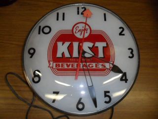 Enjoy Kist Beverages Soda Pop Telechron Electric Clock Pam RARE Sign Advertising