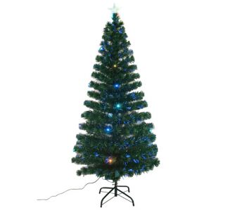 6 3ft Fiber Optic Christmas Tree with 24 LED Lights 230 Leaf Tips New