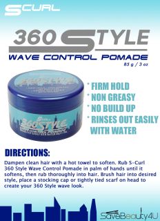 3pc s Curl 360 Style Wave Control Pomade Firm Hold No Build Up Non Greasy 3oz