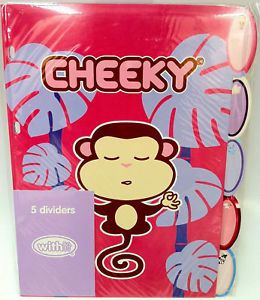 Withit 'Cheeky' Set of Five 5 Ring Binders Subject Dividers Sheet Set