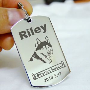 Rectangle Pet ID Tags Dog Name Tag Stainless Steel Custom Engrave Dog Tag Silver