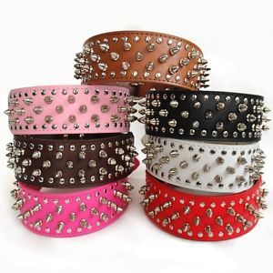 Brand New 2" Wide Studded Leather Dog Collars Pit Bull Dog Boxer German Shepherd