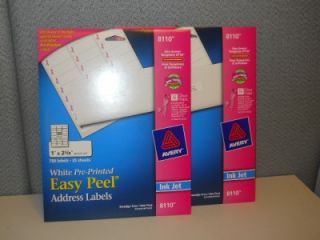 1500 Avery 8110 Easy Peel White Pink Ribbon Ink Jet Address Labels 1" x 2 5 8"