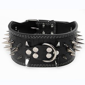 3inch Wide Strong Spiked Studded PU Leather British Pit Bully Mastiff Dog Collar