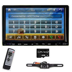 Double DIN 7" HD Touch Car DVD Player GPS Bluetooth Radio iPod Ctrl Rear Camera