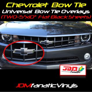 2X 5x10" Matte Flat Black Bow Tie Emblem Overlays Decal Wrap Satin Universal Kit