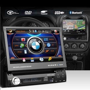 7" Single DIN Car DVD VCD CD FM Radio Player with GPS Bluetooth Rear Camera TV