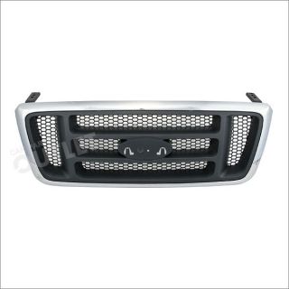 04 Ford New F150 Grille Chrome Surround FO1200413 ptd Silver Honey Comb Bar Grid