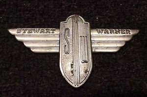 Vintage Stewart Warner Art Deco Winged Logo Dash Gauge Emblem Rat Rod Scta Ford