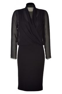 Black Draped Wool Blend Dress von ALBERTA FERRETTI  Luxuriöse