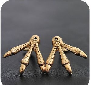Fashion Punck Gothic Design Solid Gold Hawk Eagle Claw Talon Earrings Studs Hot
