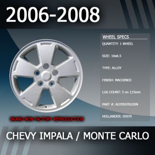 2006 2008 Chevy Impala Monte Carlo Factory 16" Wheel