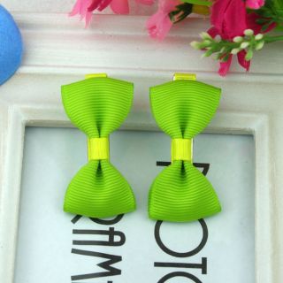 2pcs 1 Pair Lovely Cute Pure Green Barrettes Hairclips Baby Girl Toddler 080