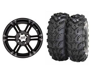 ITP SS212 Black 14" ATV Wheels on 27" Swamp Lite Tires for Yamaha Grizzly IRS