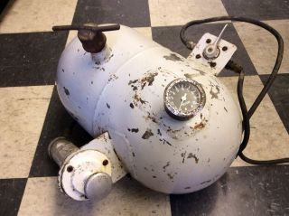 Original WWII Fuel Tank w Bell Moon Pressure Pump and Stewart Warner Gauge Scta