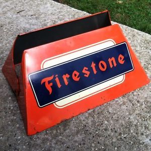 Vintage Firestone Tire Display Rack Sign Filling Station Gas and Oil