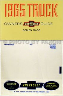 1965 Chevy Truck Owners Manual with Envelope 65 Chevrolet Pickup Suburban Panel