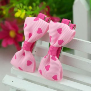 One Pair 2pcs Handmade Rose Love Barrettes Hairclips Baby Girl Toddler 013