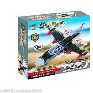 Military Sonic Fighter Jet 3 in 1 Building Blocks Lego 134pcs 35425 Freegift