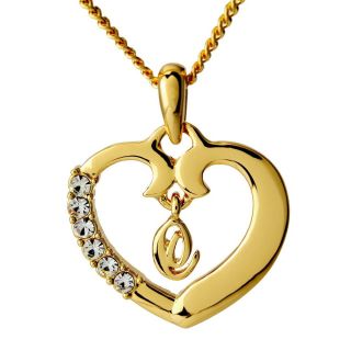Name Necklace Initial Love Heart Pendant Letter C 18K Gold Plated Birthday Gifts