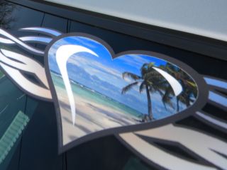 Tribal Heart Beach Scene Windshield Decal PT Cruiser HHR VW Chevy Ford Dodge