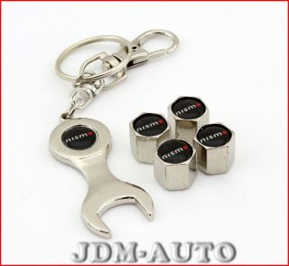 Nissan nismo Logo Tire Valve Caps Badge Wheel Emblem Metal Keychain JDM 350Z N1