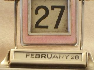 Art Deco Silver Pink Enamel Desk Calendar