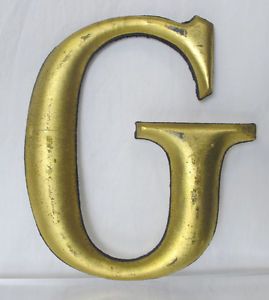 Antique Wood Letter "G" Gold Leaf Sign Primitive Advertising Rustic Cottage Yqz