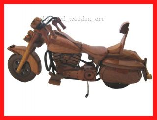 Handcrafted Red Harley Davidson Model Wooden Motorcycle