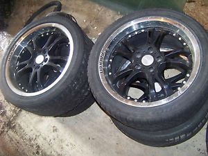 18x8 Falken Torque Black Rims with Polished Lip with 245 45 R18 Blizzak Tires