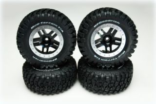 New 4 Traxxas Slash Raptor Silver Black Tires Wheels 2WD Front Rear 5883 5885