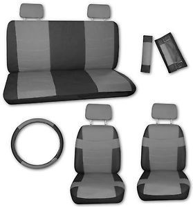 Superior Artificial Leather Grey Black Car Truck Seat Covers Set with EXTRAS B