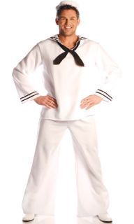 Adult White Sailor Costume Navy Man of The Sea Skipper Captain Costumes 28908