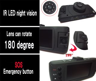 Dual Lens 1080p HD Car Vehicle Cam LED SOS Video Camera Recorder Camcorder DVR